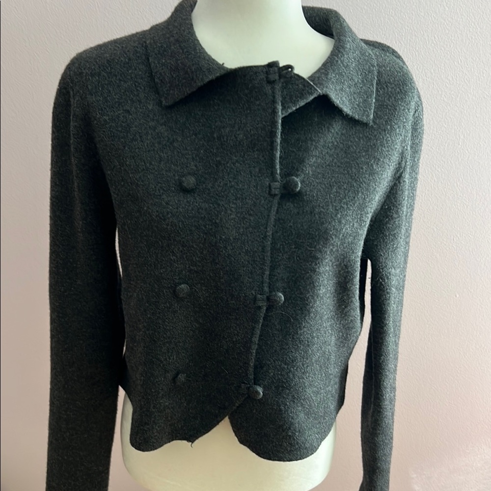 Chic Gray Button-Up Cardigan